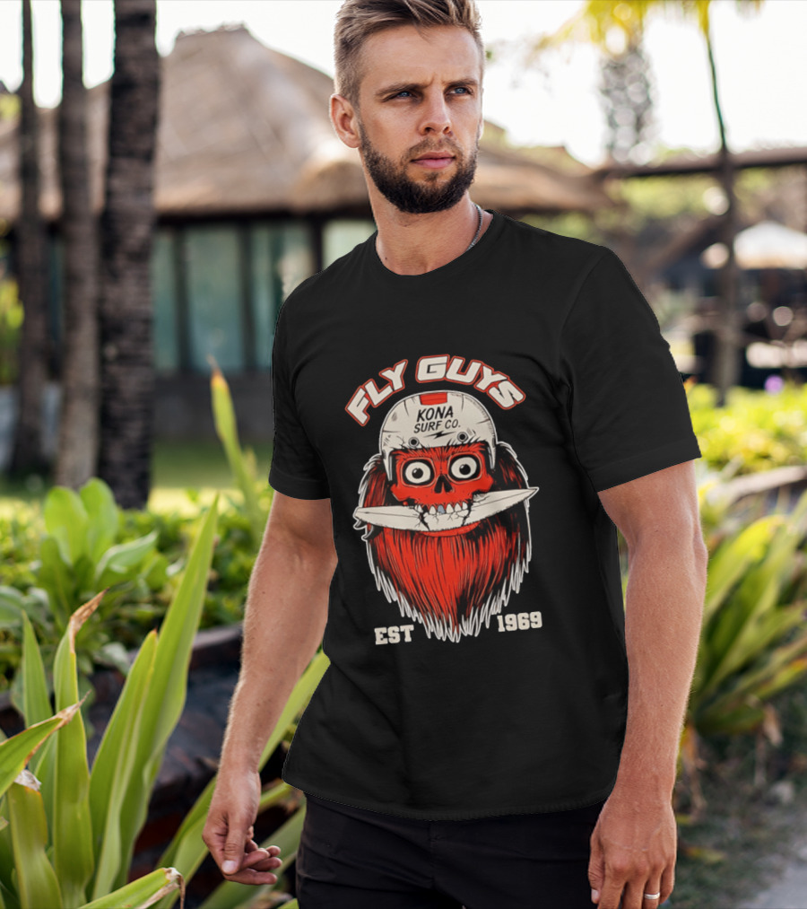 Fly Guys Kona Surf Co Est 1969 Skull Surfboard Helmet T-Shirt