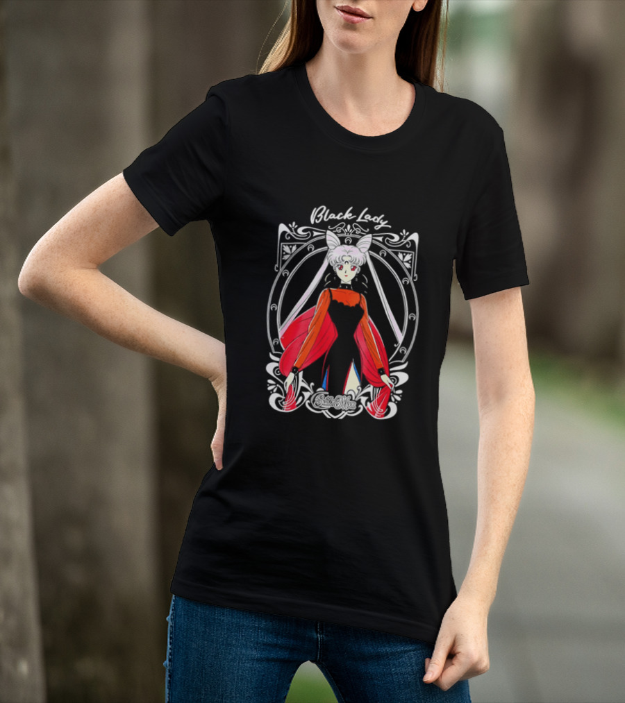 Black Lady Sailor Moon Anime Character Art Nouveau T-Shirt