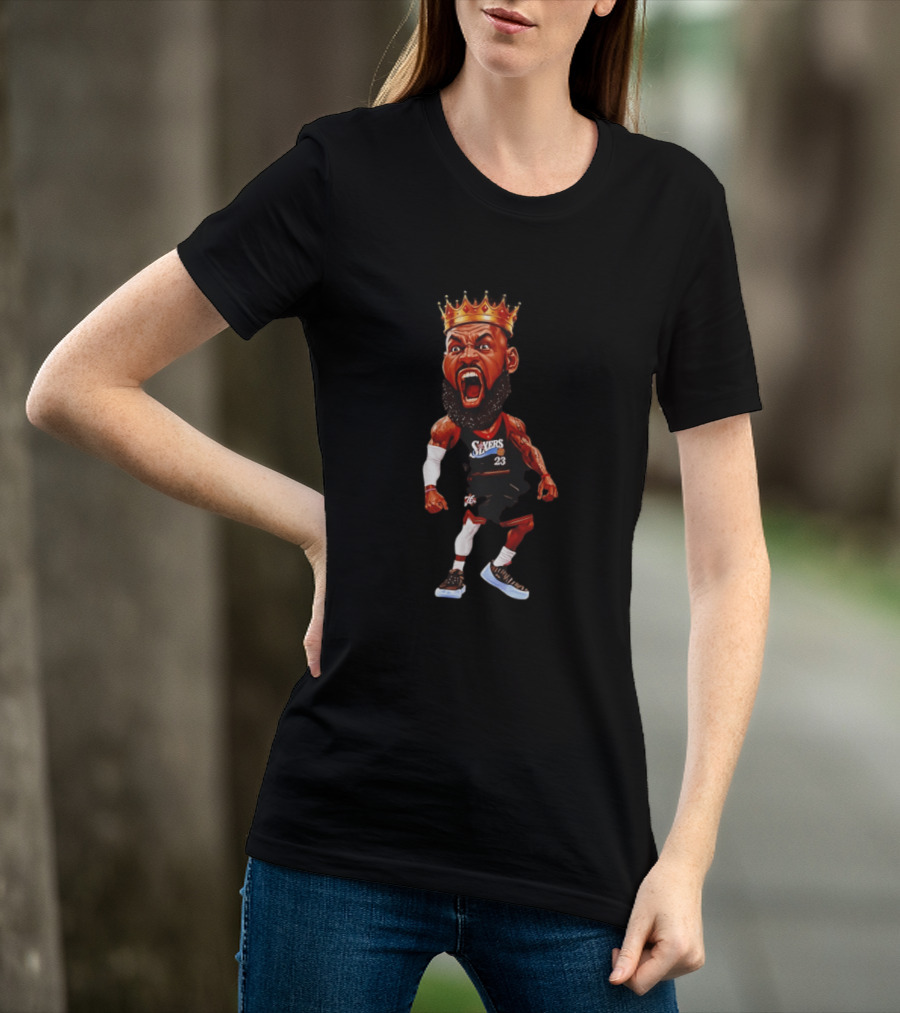 LeBron James Philadelphia 76ers King Caricature 23 Sixers T-Shirt