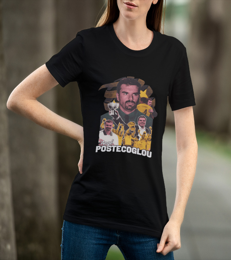 Ange Postecoglou Victory Celebration Collage Champions Cup Cahill T-Shirt