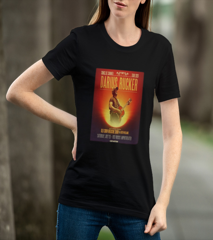 Songs Of Summer Tour 2026 Darius Rucker With Old Crow Medicine Show And Austin Williams Live At Red Rocks Amphitheater July 25 T-Shirt