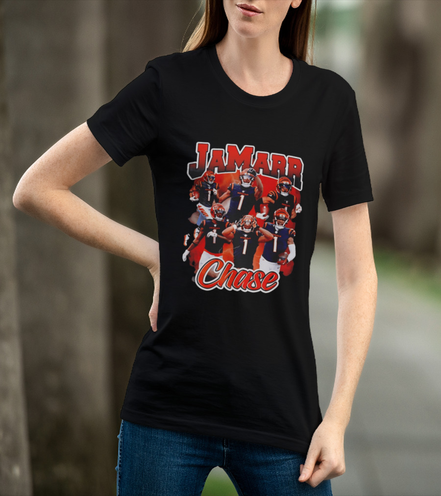 Ja'Marr Chase Cincinnati Bengals Collage Player 1 NFL Football Star T-Shirt