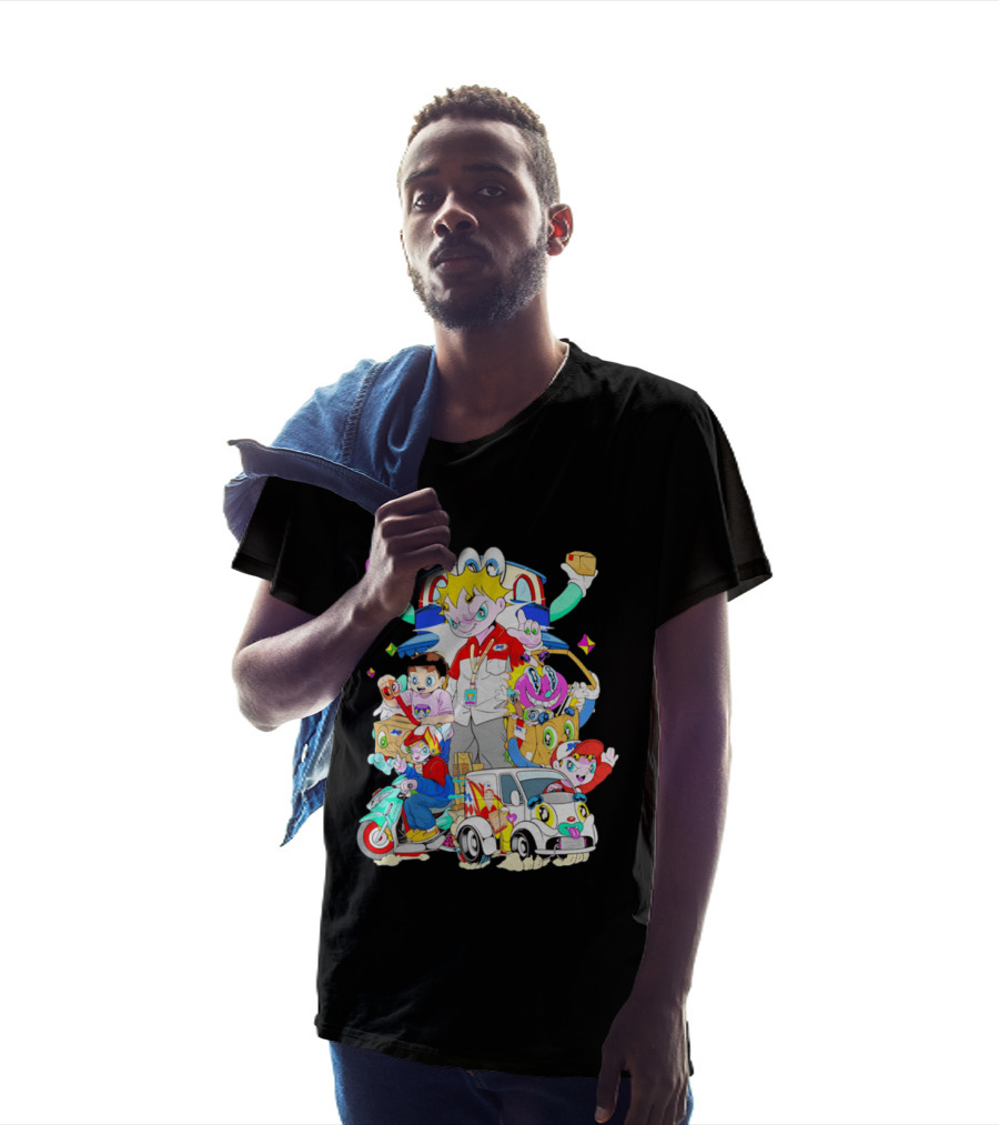 JNE Express Delivery Cartoon Characters And Van Fun Anime T-Shirt