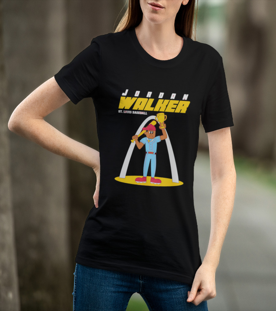 Jordan Walker St. Louis Baseball Animated Trophy Celebration T-Shirt