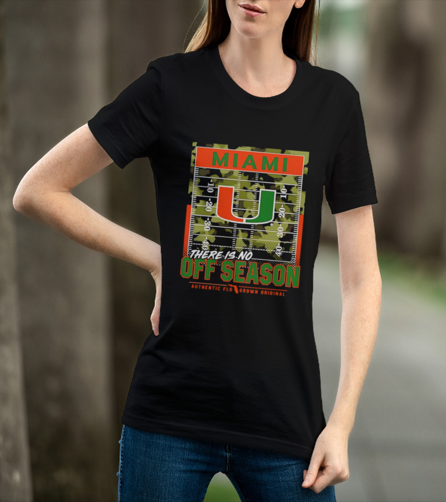 Miami Hurricanes U No Off Season Football Field Camo T-Shirt