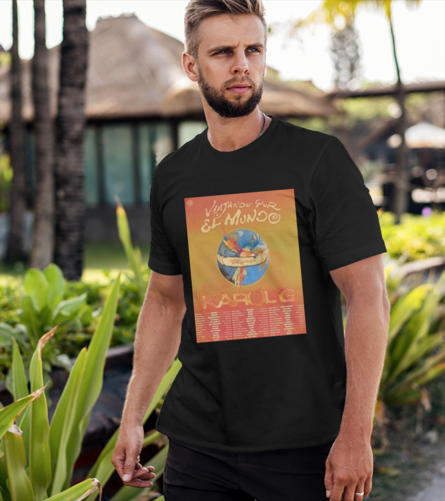 Karol G Viajando Por El Mundo Tropitour 2026 World Tour Dates Colorful Parrot T-Shirt
