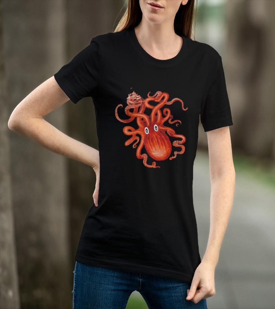 Kraken Vs Ship Nautical Adventure Monster T-Shirt