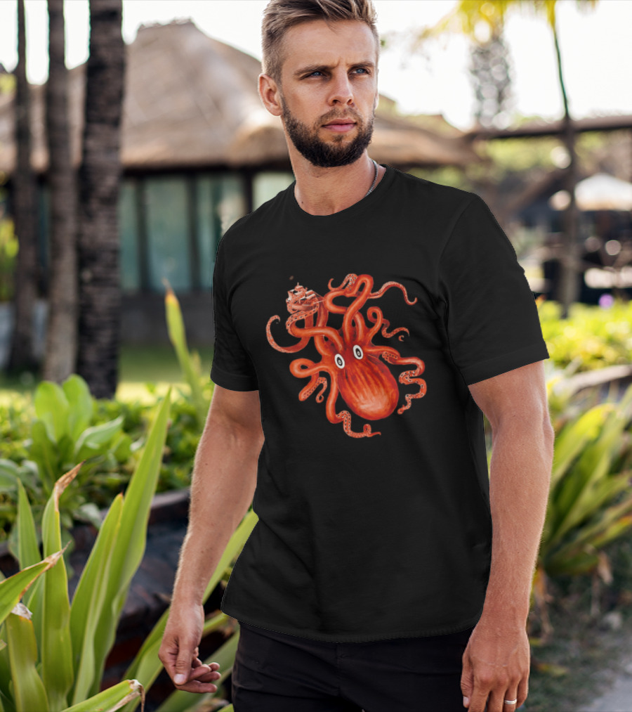 Kraken Vs Ship Nautical Adventure Monster T-Shirt