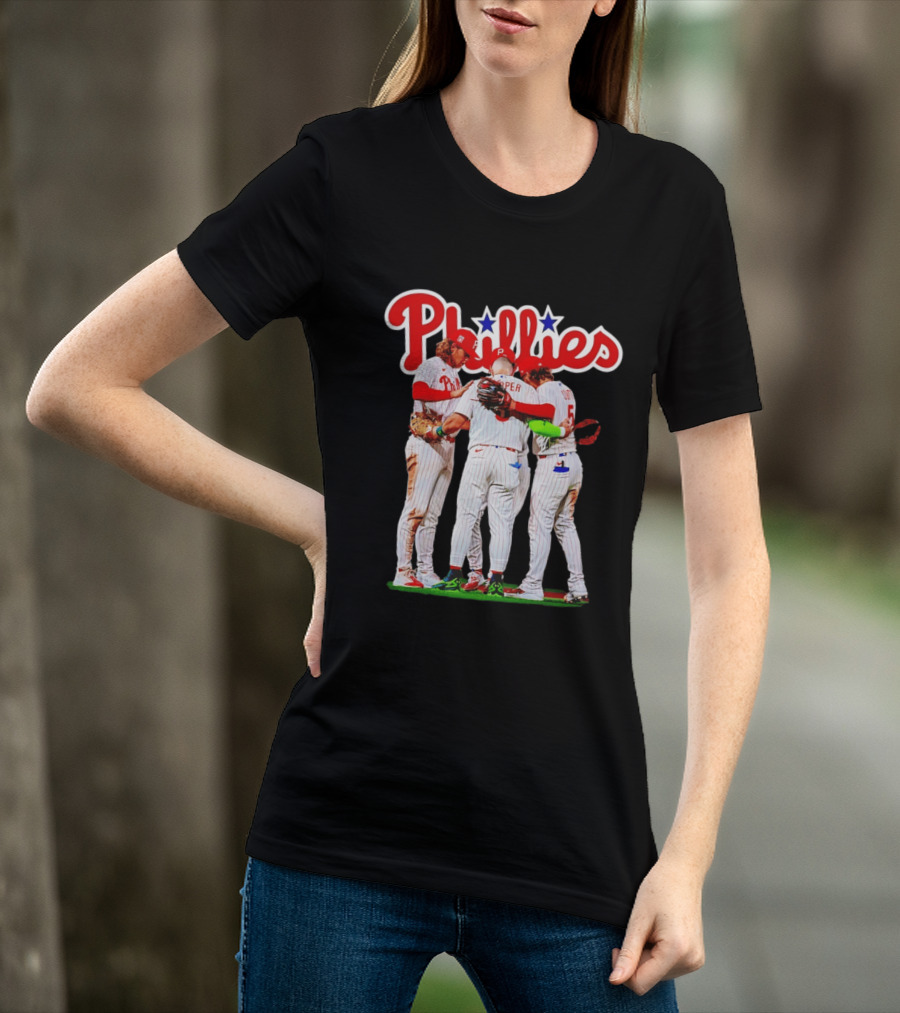 Philadelphia Phillies Team Huddle Harper '26 Baseball Collaboration T-Shirt