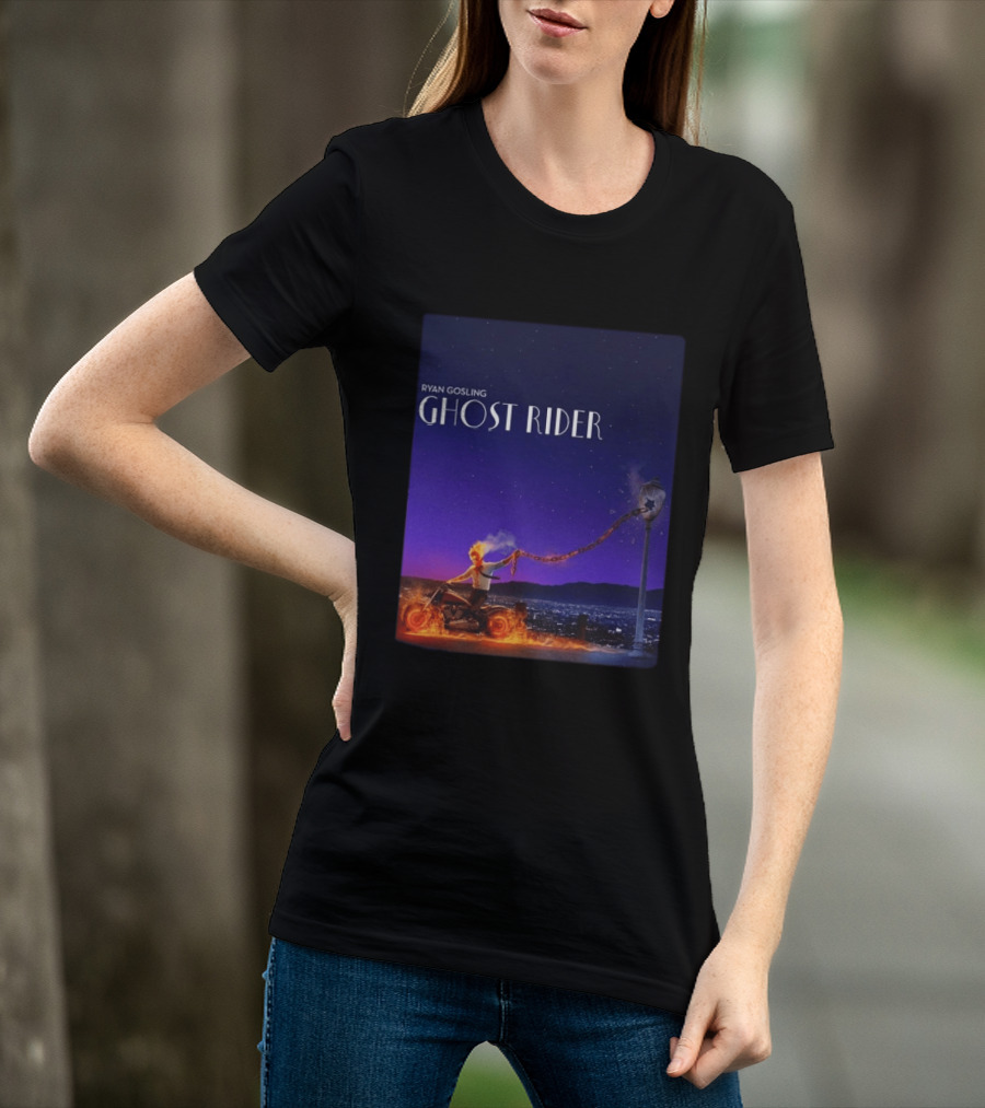 Ryan Gosling Ghost Rider Meets La La Land Lamppost Scene T-Shirt