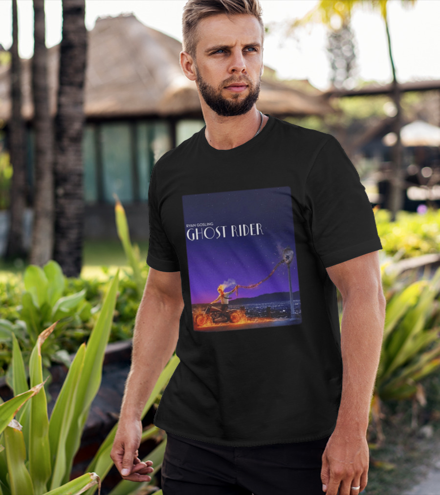 Ryan Gosling Ghost Rider Meets La La Land Lamppost Scene T-Shirt