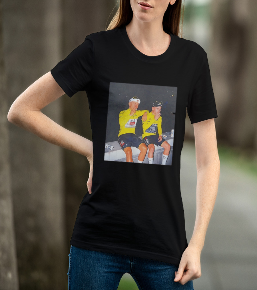 Tadej Pogačar Jonas Vingegaard Smoking LCL UAE Team Emirates Jumbo Visma Yellow Jersey T-Shirt