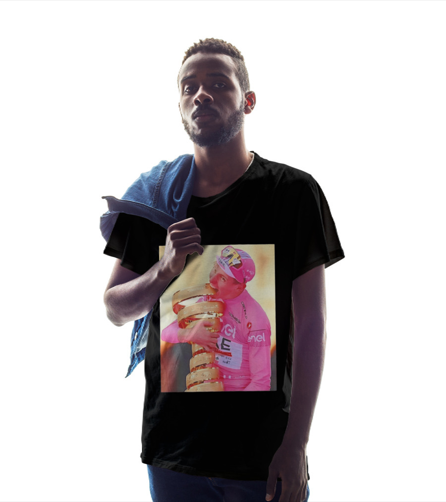 Tadej Pogačar Trophy Celebration UAE Pink Jersey T-Shirt