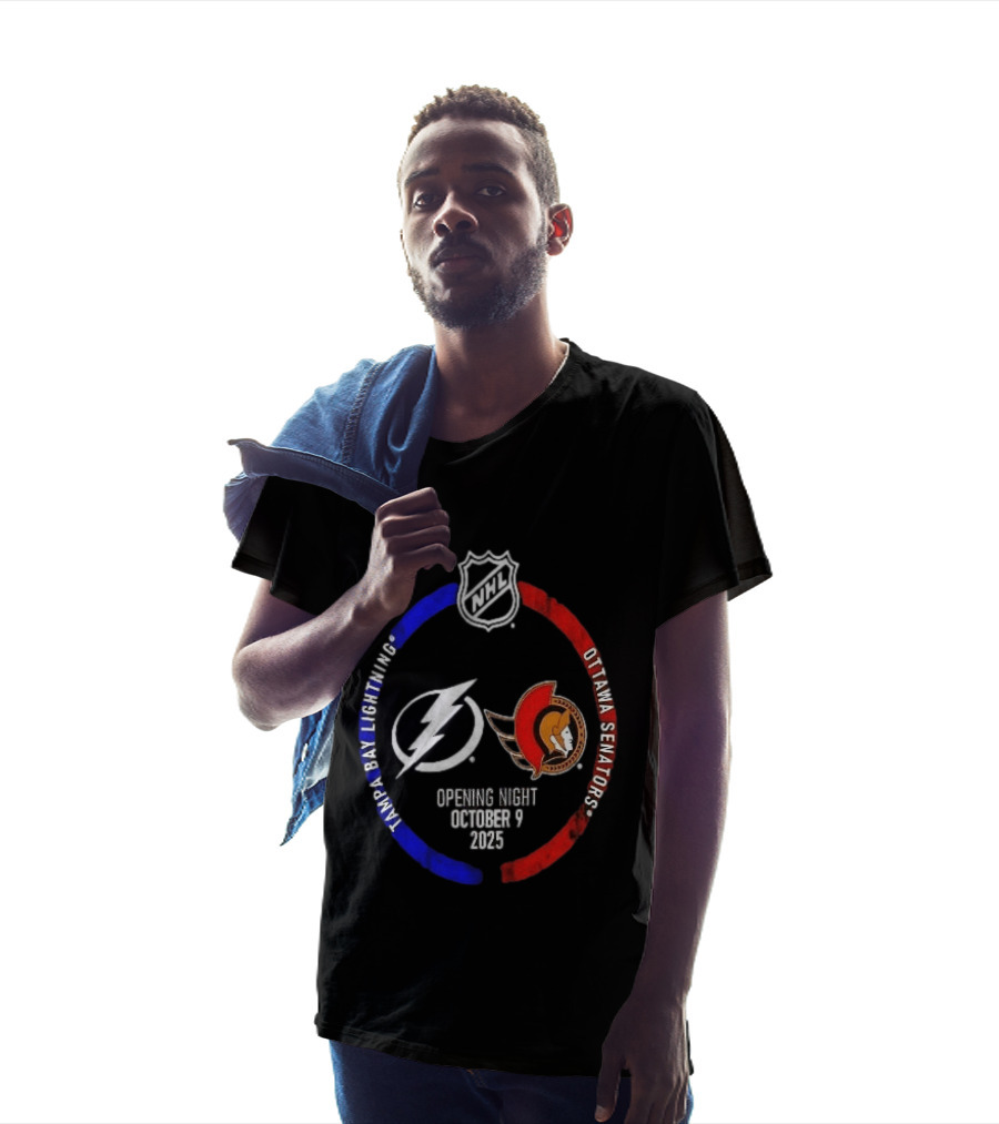 Tampa Bay Lightning Vs Ottawa Senators 2025 NHL Opening Night October 9 T-Shirt