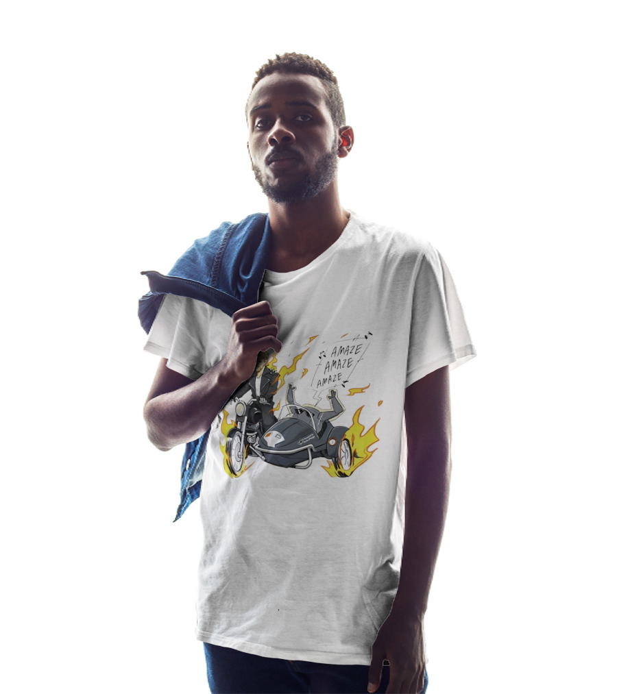 Amaze Amaze Amaze Ghost Rider Motorcycle Sidecar Flames T-Shirt