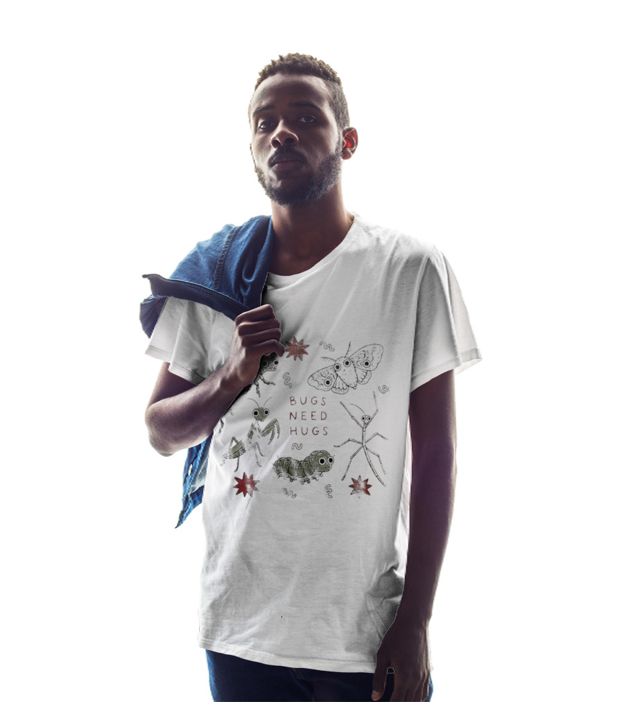 Bugs Need Hugs Insect Beetle Moth Mantis Fun Creepy Crawly T-Shirt
