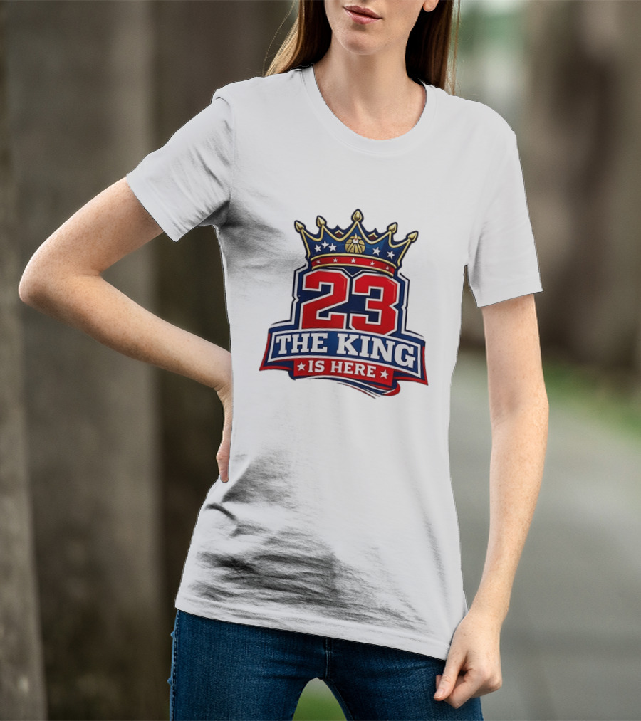 LeBron James 23 The King Is Here Crown Philadelphia 76ers NBA T-Shirt