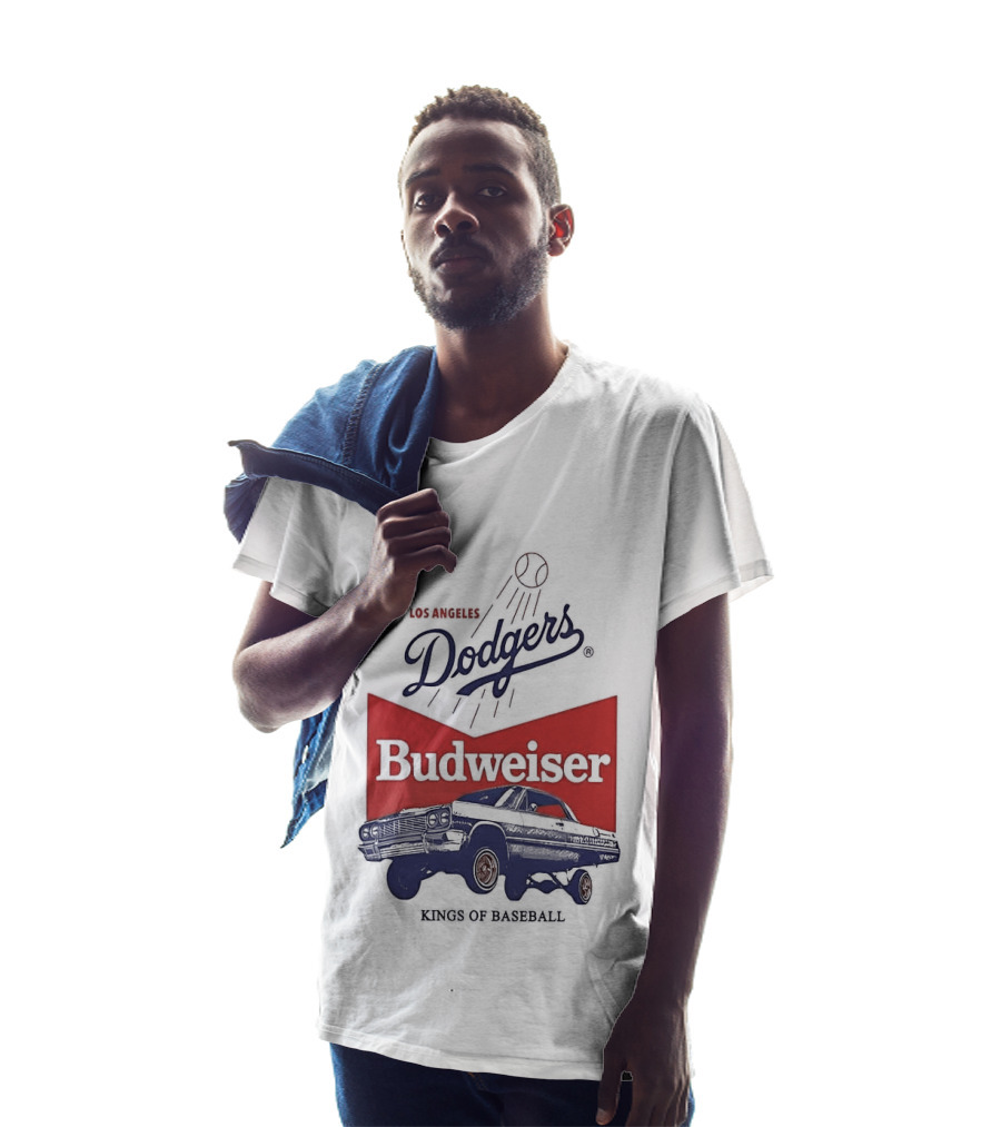 Los Angeles Dodgers Budweiser Kings Of Baseball Retro Car T-Shirt