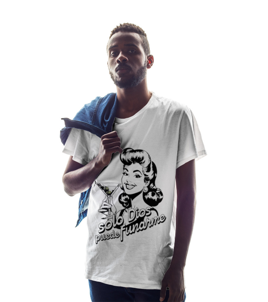 Solo Dios Puede Funarme Pin Up Girl Holding Martini Glass T-Shirt