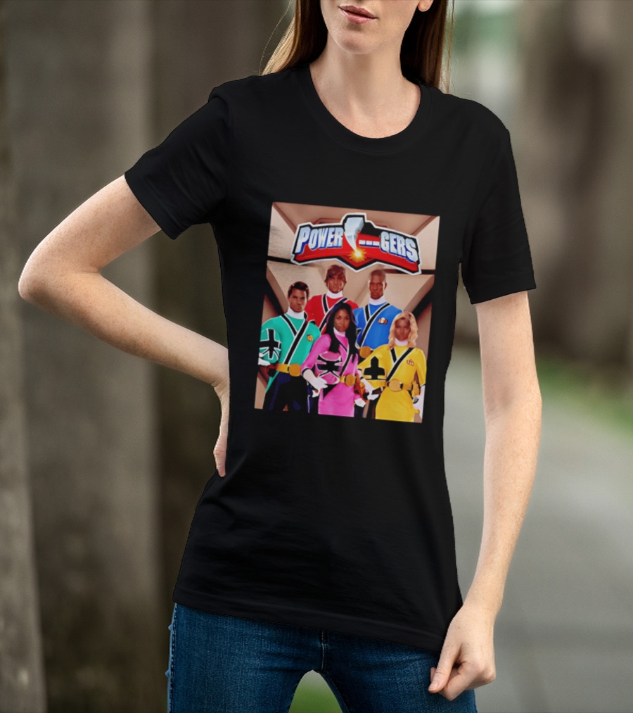 Power Rangers Samurai Team Red Green Pink Yellow Blue Characters T-Shirt
