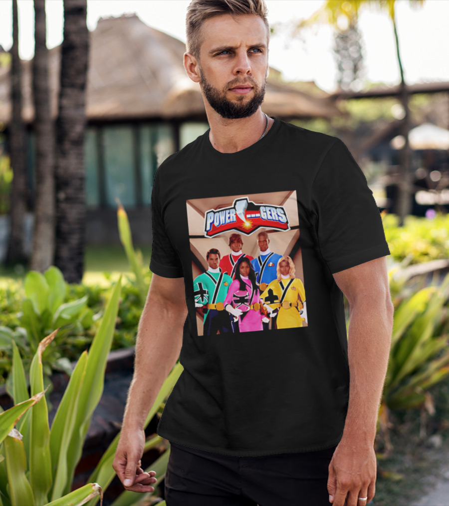 Power Rangers Samurai Team Red Green Pink Yellow Blue Characters T-Shirt