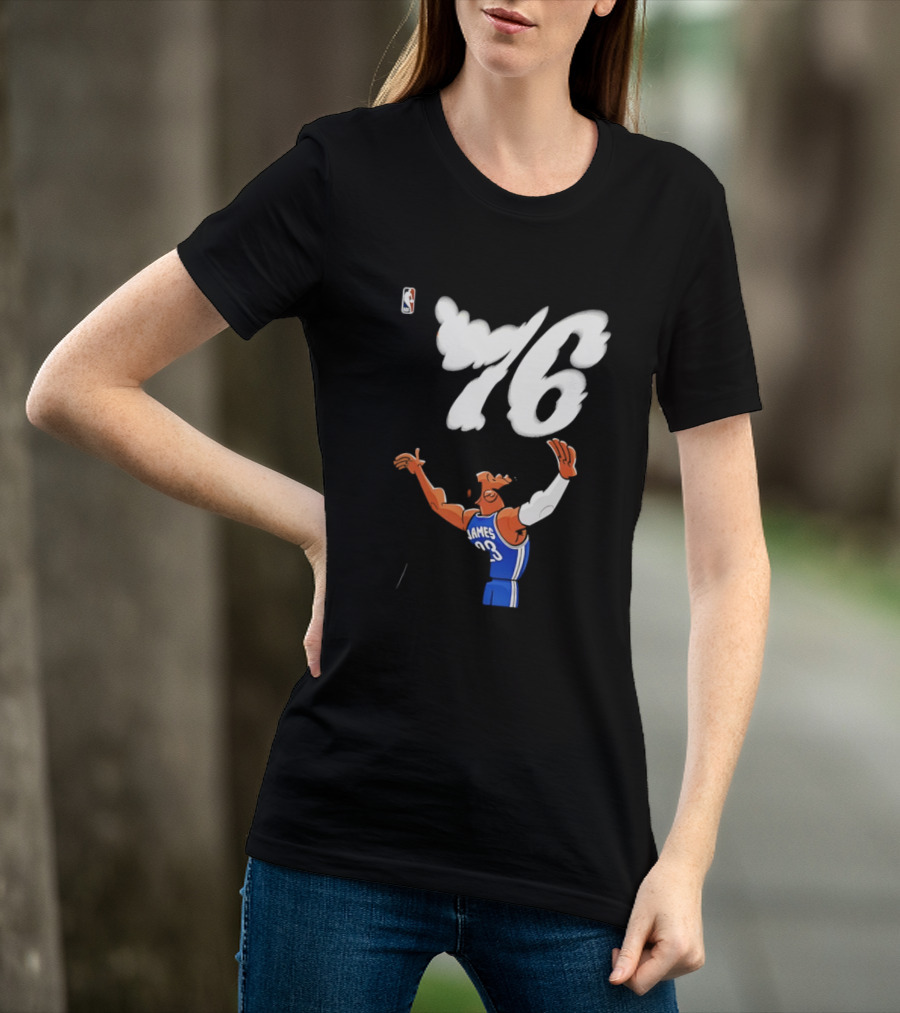 LeBron James 23 Cartoon 76 Philadelphia NBA Jersey Basketball T-Shirt