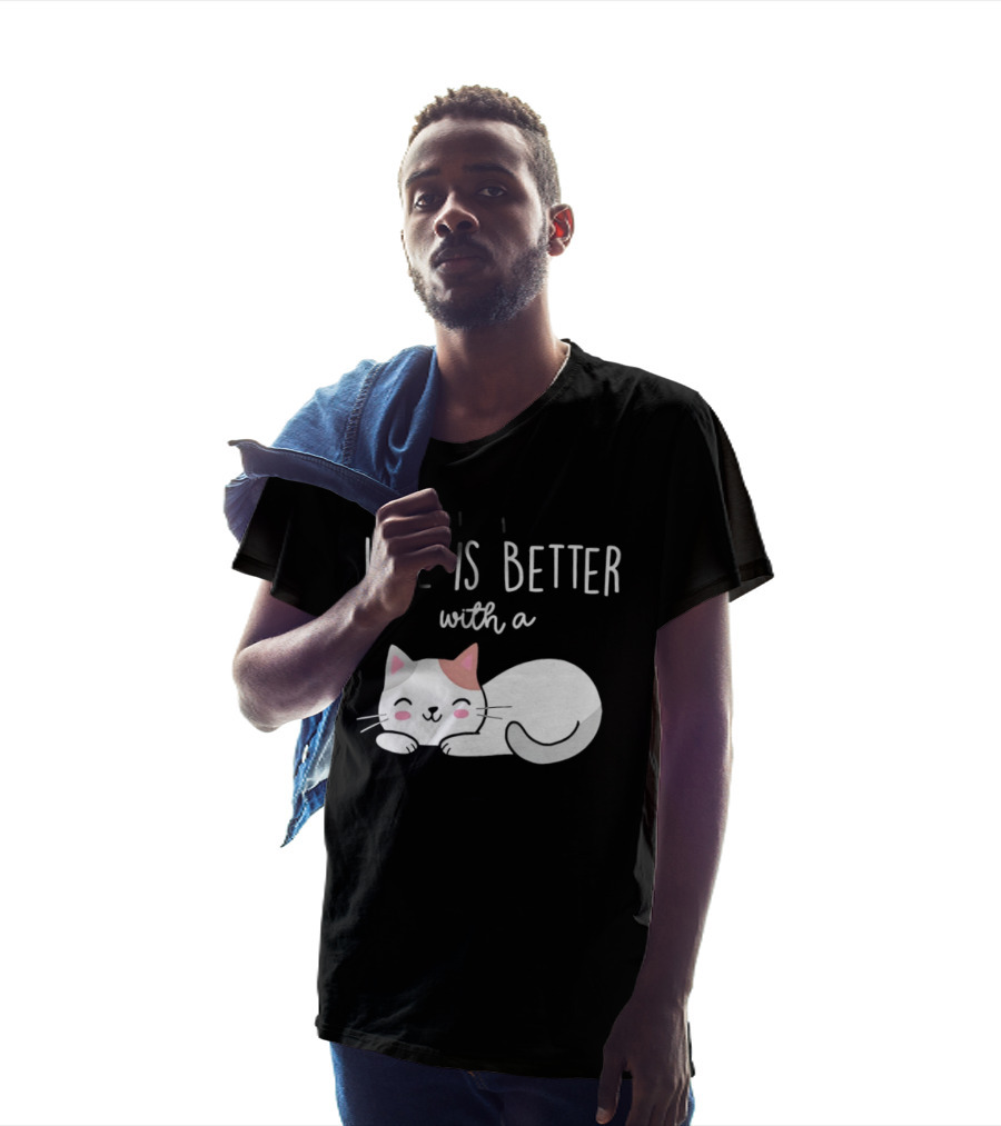Life Is Better With A Cat Cute Sleeping Kitty T-Shirt