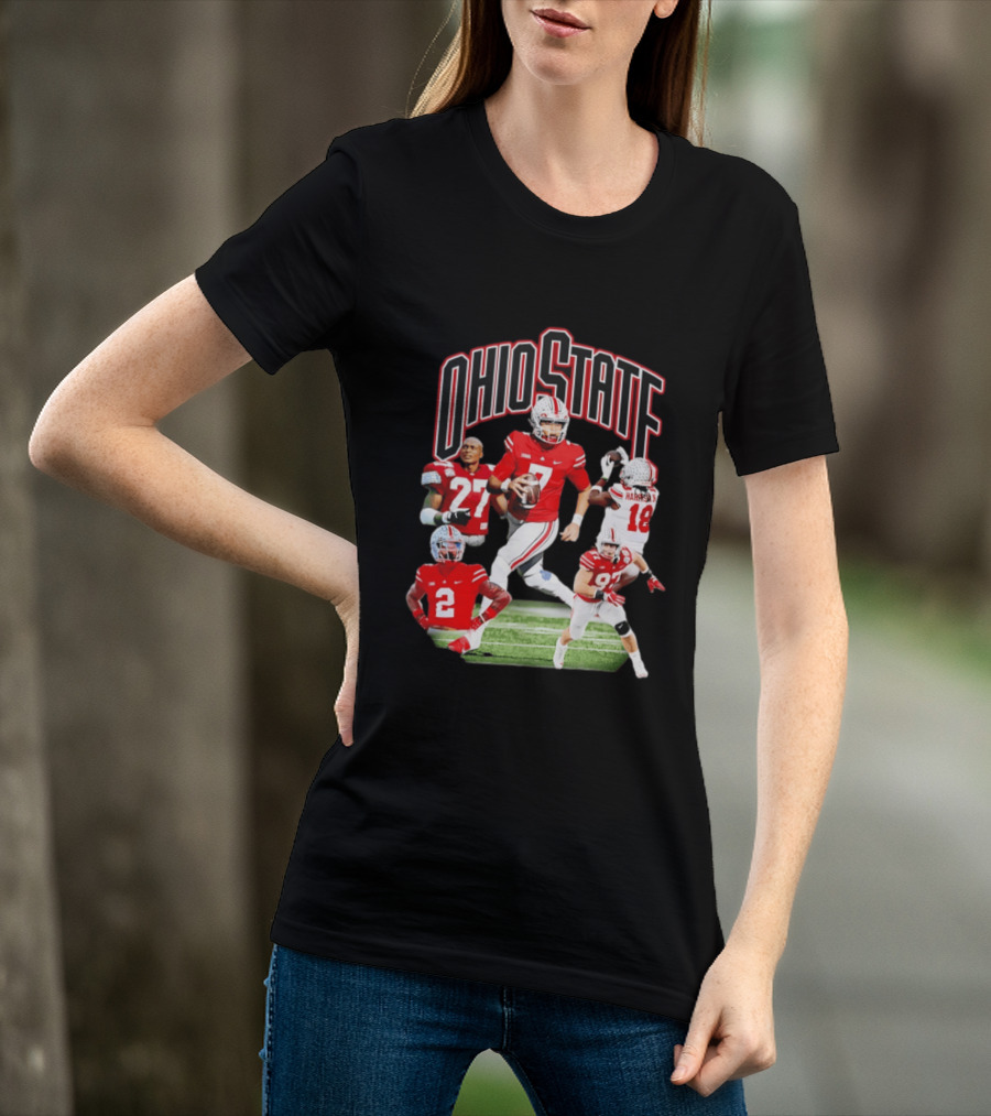 Ohio State Football Collage Featuring Harrison Jr And Star Players T-Shirt