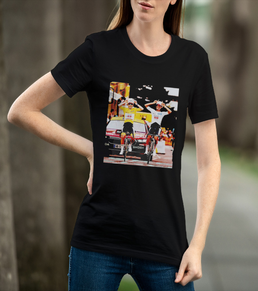 Tadej Pogačar Isaac Del Toro UAE Team Emirates Cycling Skoda Tour Celebratory Finish T-Shirt