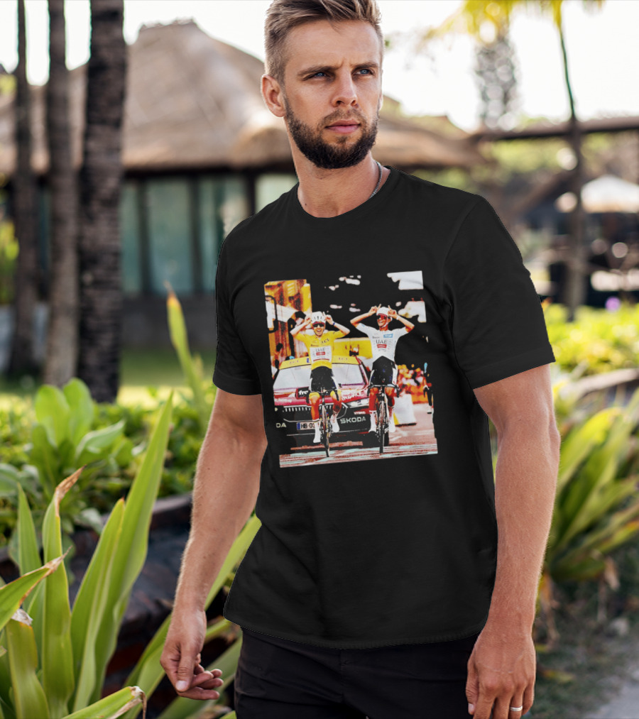 Tadej Pogačar Isaac Del Toro UAE Team Emirates Cycling Skoda Tour Celebratory Finish T-Shirt