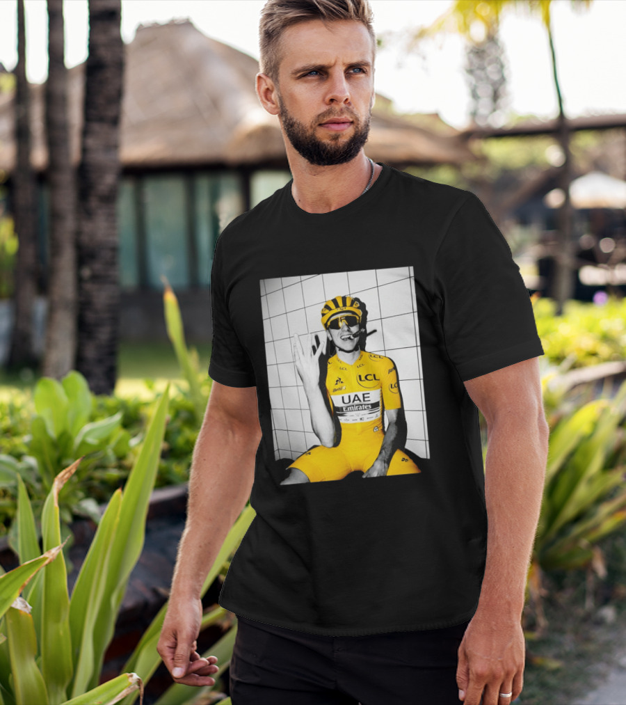 Tadej Pogačar UAE Emirates LCL Yellow Jersey Cycling Champion T-Shirt
