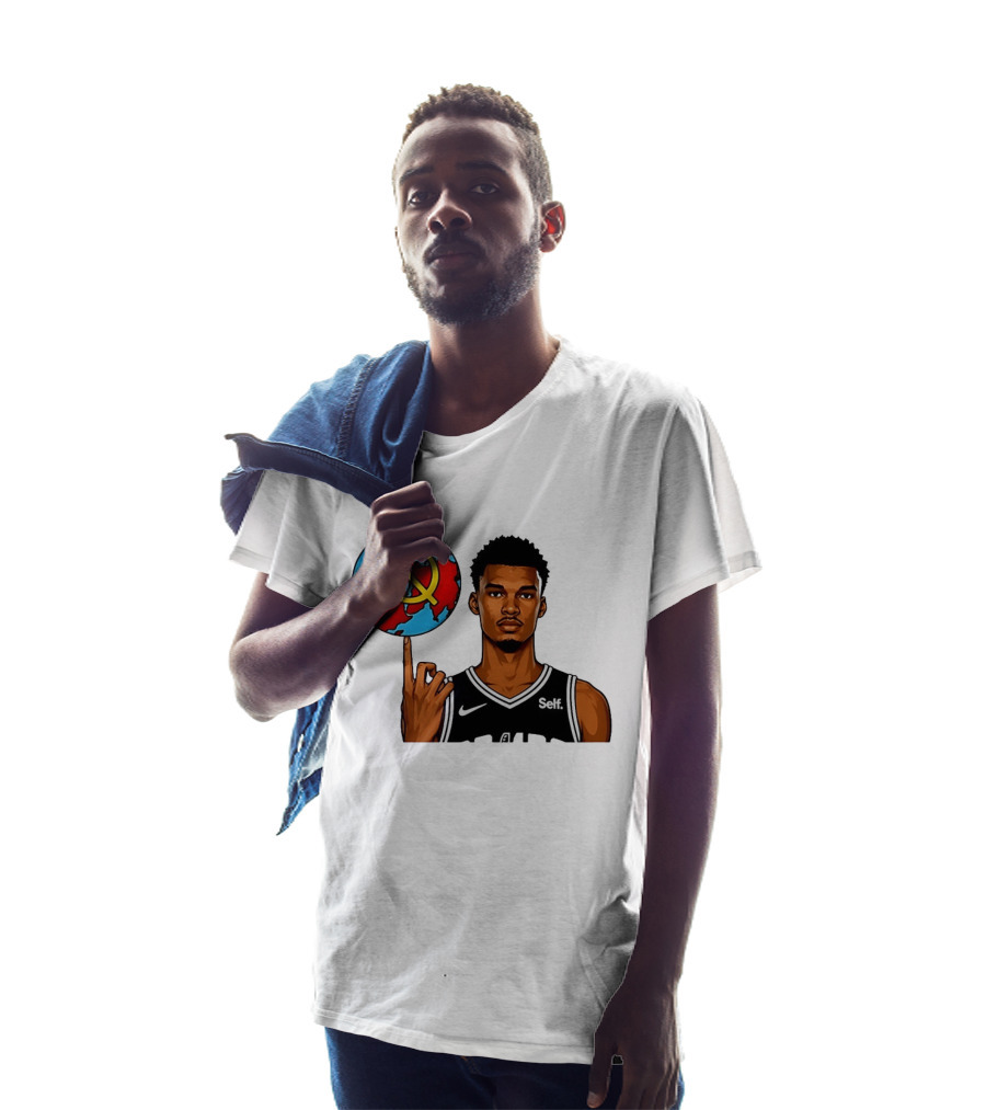 Victor Wembanyama Spinning Basketball With Communist Sickle Globe And Nike Self Jersey T-Shirt