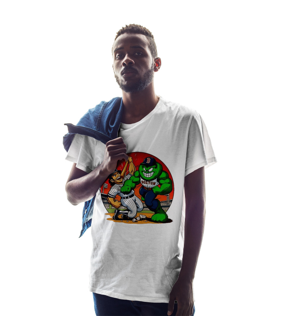 Boston Red Sox Vs New York Yankees Rivalry Cartoon Monsters Showdown T-Shirt