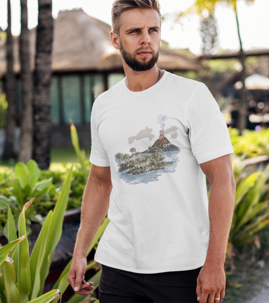 Lava Flow Volcano Tropical Island Creative T-Shirt