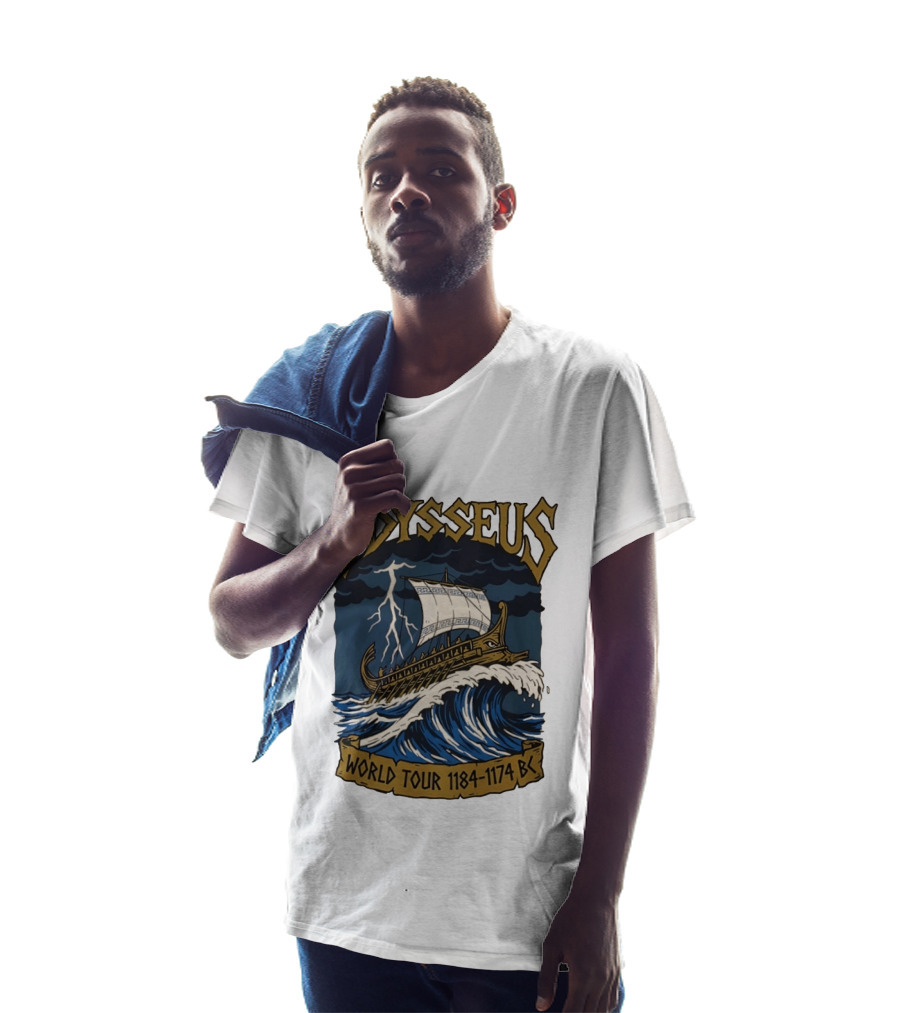 Odysseus World Tour 1184 1174 BC Viking Ship Adventure Wave Breaking Stormy Sea T-Shirt