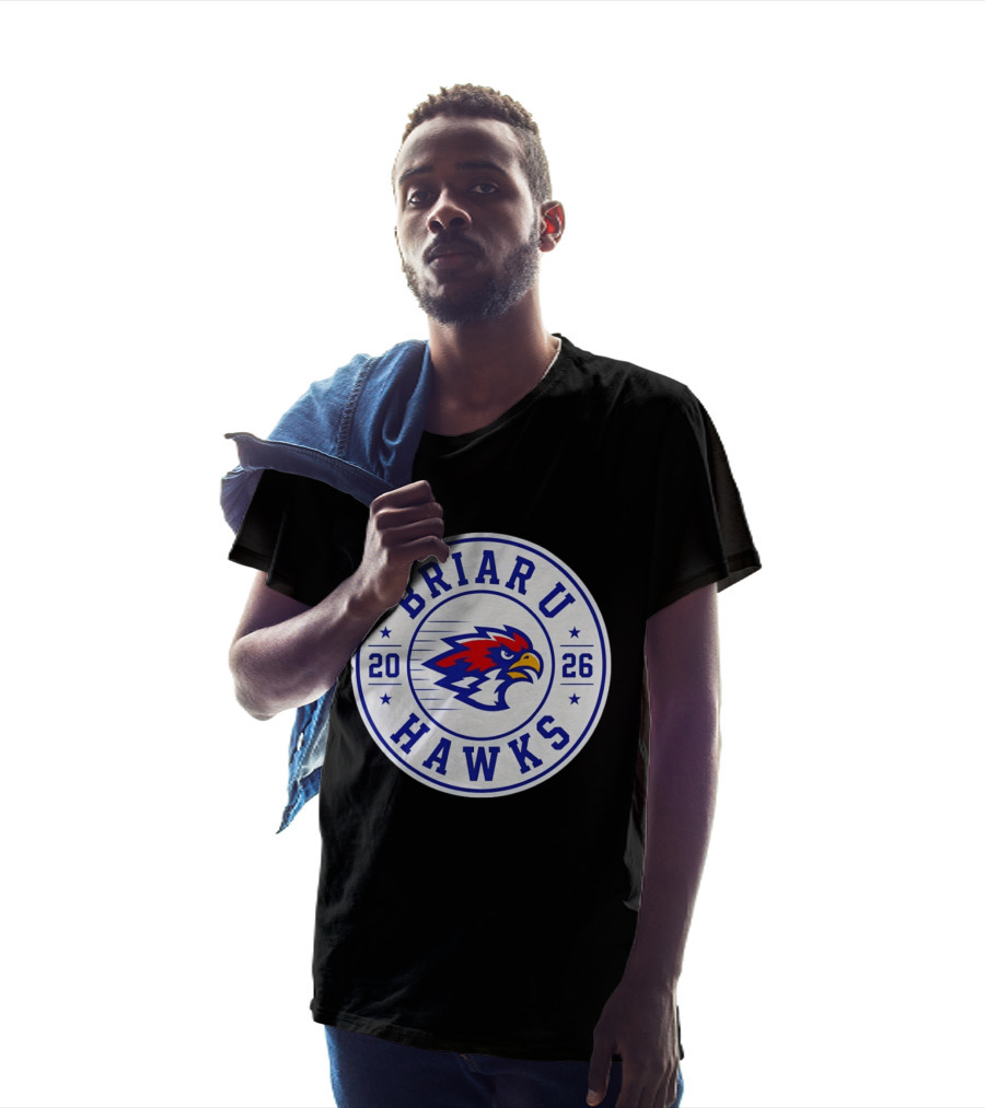 Briar U Hawks 2026 Circle Emblem Red Blue Hawk T-Shirt