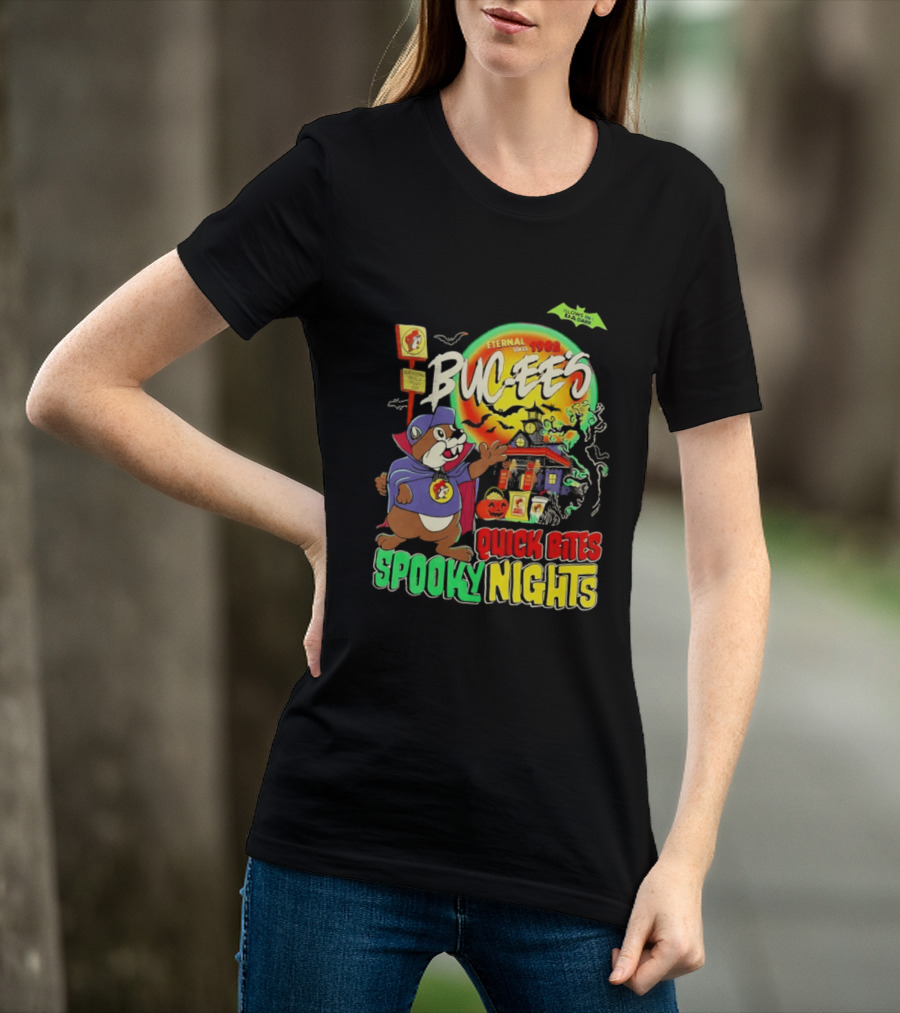 Buc Ee's Eternal Since 1982 Quick Bites Spooky Nights Halloween Glow In The Dark T-Shirt