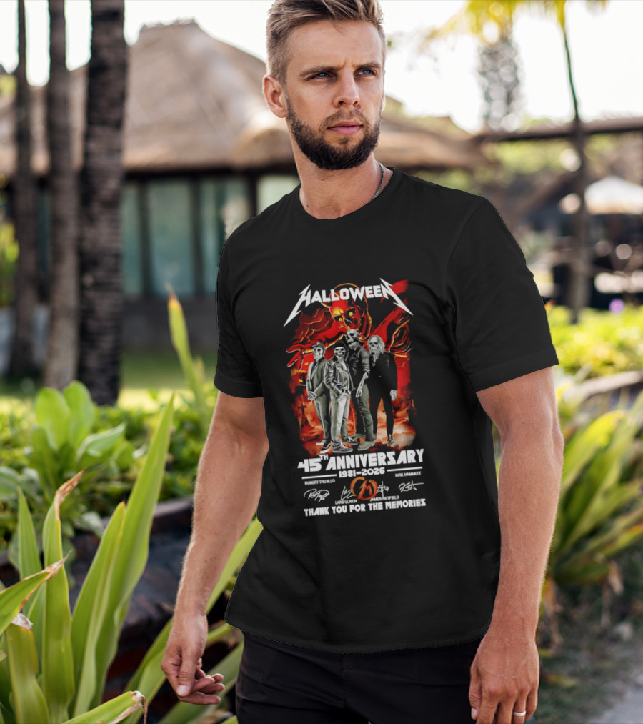 Halloween 45th Anniversary 1981 2026 Robert Trujillo Lars Ulrich James Hetfield Kirk Hammett Thank You For The Memories T-Shirt