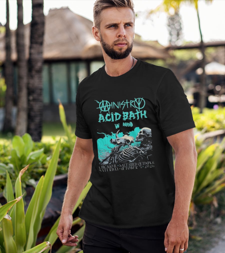 Ministry X Acid Bath Windhand Chicago IL Salt Shed Outdoors October 3 2026 Skeletons And Sea Monster T-Shirt