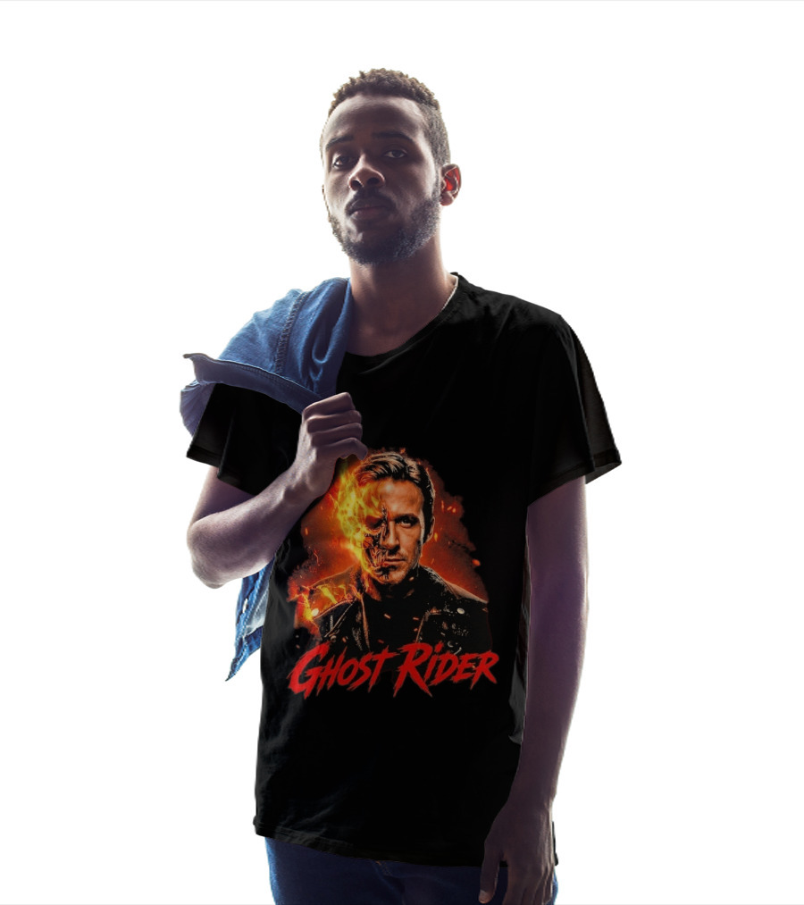 Ryan Gosling Ghost Rider Fiery Half Face Marvel T-Shirt