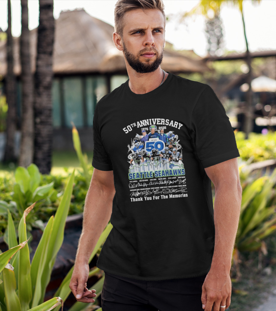 Seattle Seahawks 50th Anniversary 1976 2023 Thank You For The Memories T-Shirt
