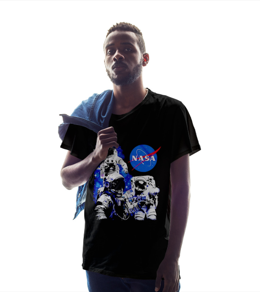 NASA Space Exploration Three Astronauts Floating In Deep Space T-Shirt