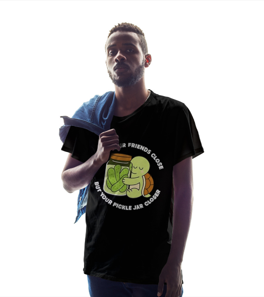 Turtle Hugging Pickles Keep Your Friends Close Jar Closer T-Shirt