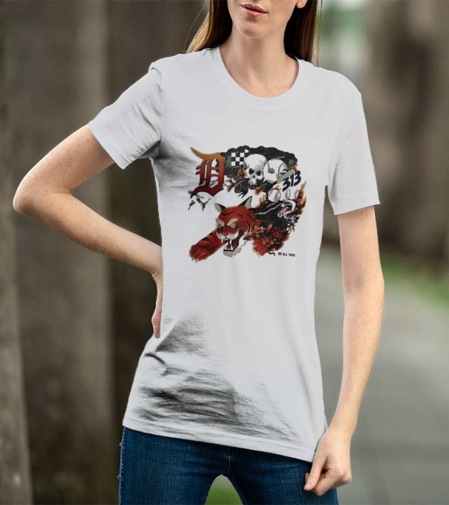 Detroit Tigers Boys & Girls Clubs Of Greater Detroit 313 Skulls Tiger Flame 2026 T-Shirt