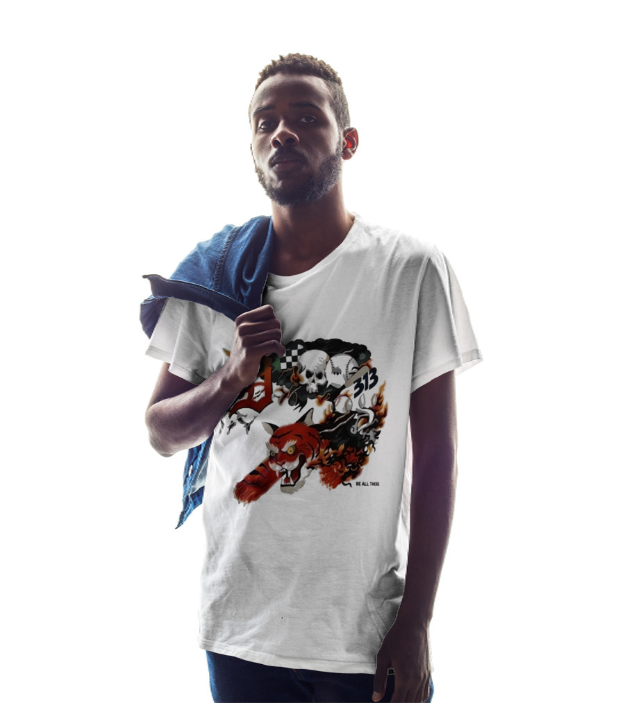 Detroit Tigers Boys & Girls Clubs Of Greater Detroit 313 Skulls Tiger Flame 2026 T-Shirt