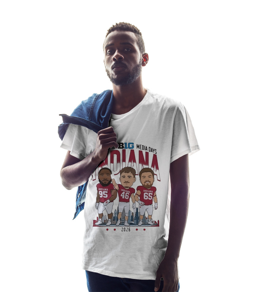 Indiana Hoosiers Big Ten Media Days 2026 Chicago Player Caricature T-Shirt