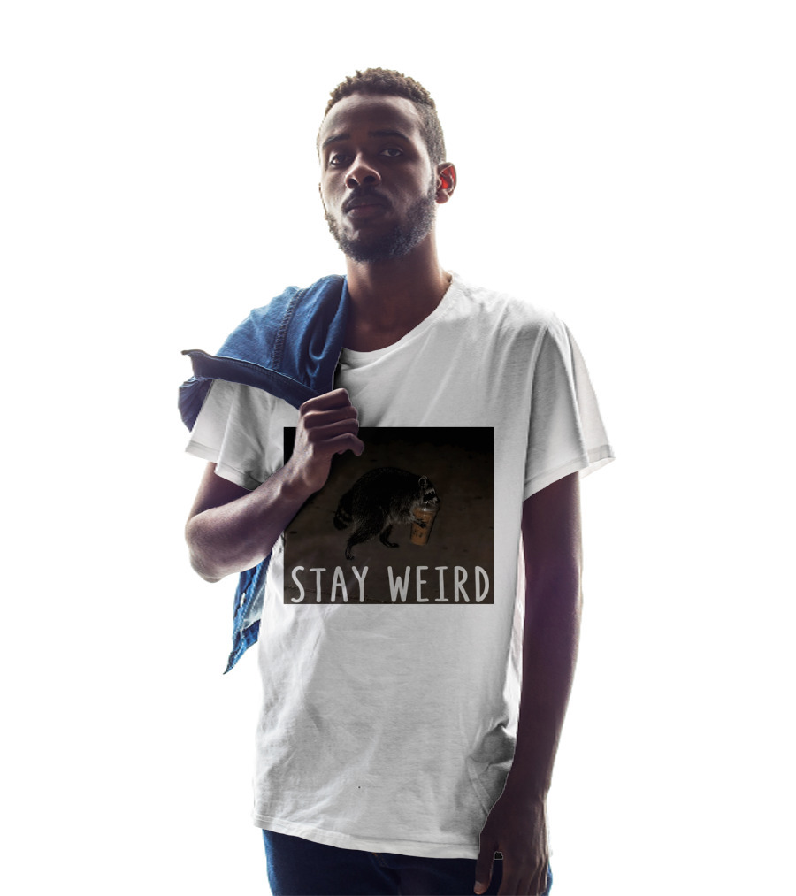 Jimothy Raccoon Drinking Iced Coffee Stay Weird Animal Lover Meme T-Shirt