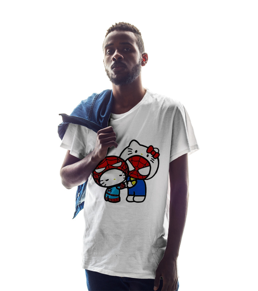 Kitty Hug Spider Man Mask Cute T-Shirt
