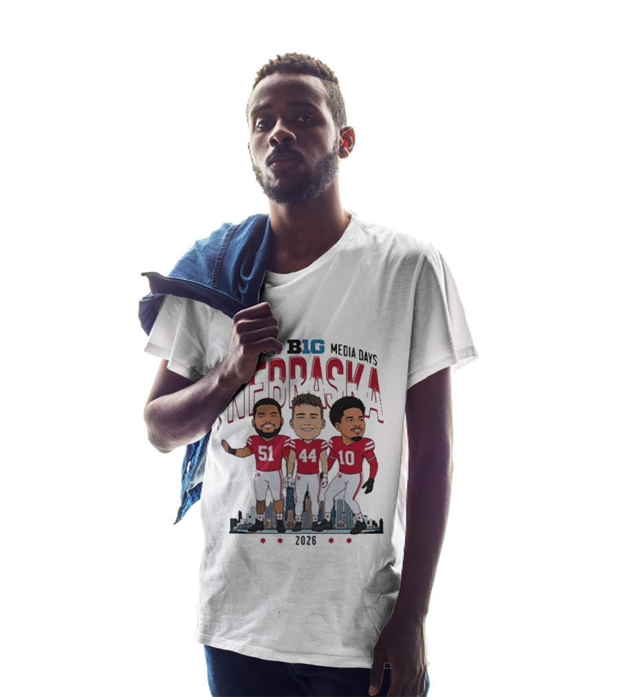 Chicago IL B1G Media Days 2026 Nebraska Cornhuskers Caricature T-Shirt