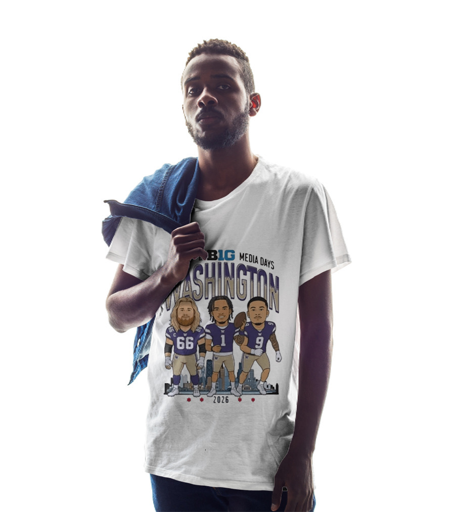 Washington Huskies Chicago Big Ten Media Days 2026 Caricature Players T-Shirt